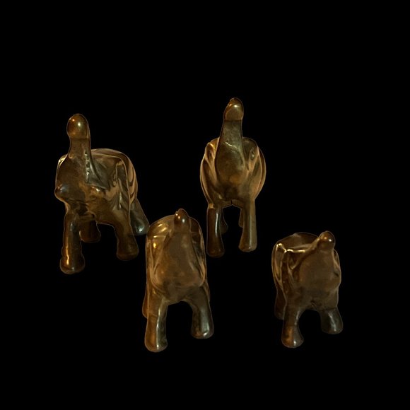 VTG Bronze Elephants Family Of 4 Set Great Patina No Mark Collectables Pre-Owned - Picture 11 of 12